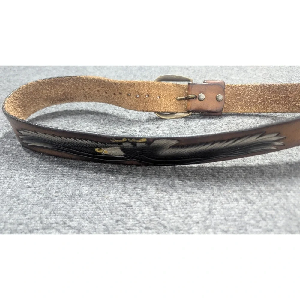 Leegin Belt Men 32 American Eagle Embossed Leather Western Rodeo Cowboy Ranch